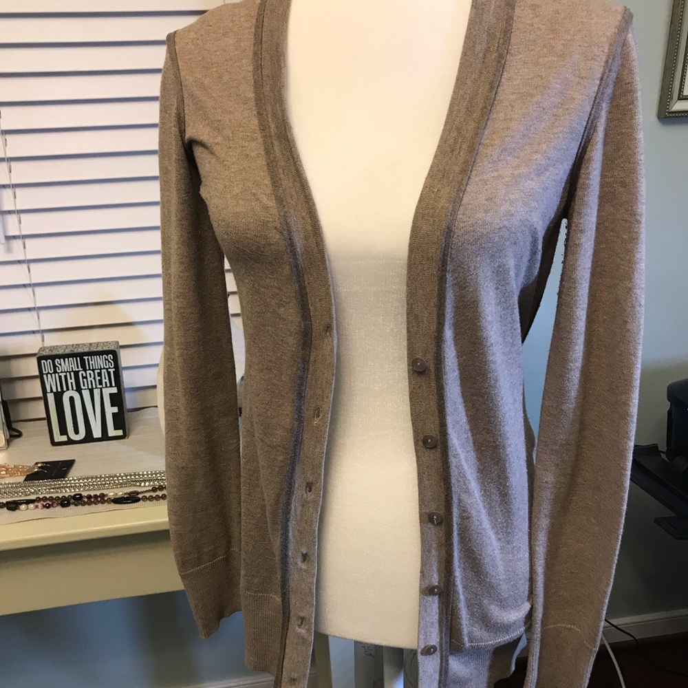 Ann Taylor The Loft light brown cardigan with belt